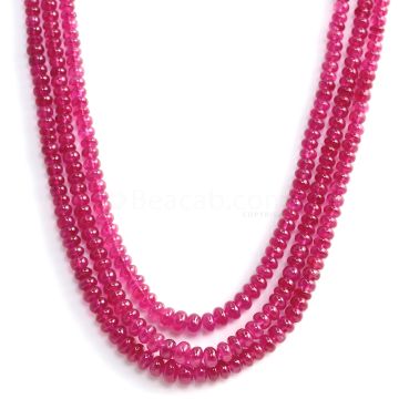 3 Lines - Light Red Ruby Smooth Beads - 374.80 cts - 4.2 to 6.3 mm (RSB1073)