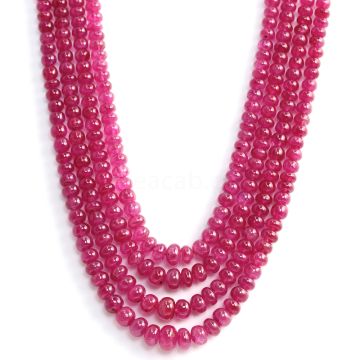 4 Lines - Light Red Ruby Smooth Beads - 633.40 cts - 5.2 to 8.6 mm (RSB1072)