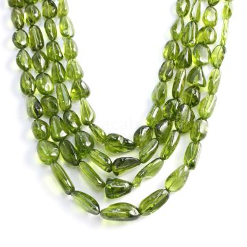 4 Lines - Medium Green Peridot Tumbled Beads - 1256.00 cts - 8.9 x 6.6 mm to 22 x 13.6 mm (PDTUB1013)