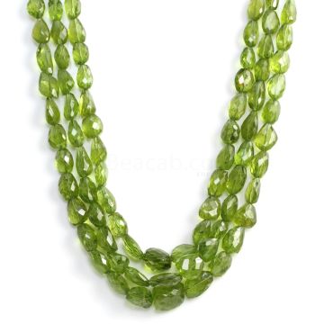 3 Lines - Medium Green Peridot Faceted Tumbled Beads - 814.30 cts - 8.3 x 8 mm to 14.8 x 11.8 mm (PFTUB1001)