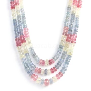 3 Lines - Light Blue Sapphire Faceted Beads - 521.70 cts - 4.2 to 10 mm (SFB1085)