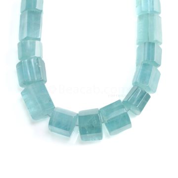 1 Line - Medium Blue Aquamarine Hexagonal Beads - 2152.60 cts - 25 x 19.2 mm to 23 x 30 mm (AQHEXB1005)