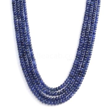 4 Lines - Medium Blue Sapphire Smooth Beads - 452.05 cts - 4.3 to 5.1 mm (SSB1049)