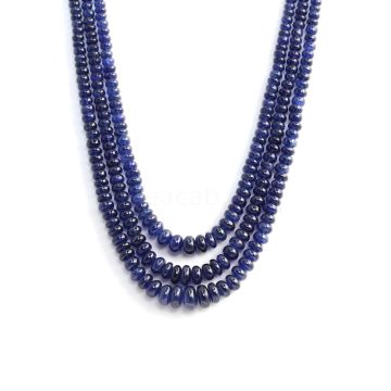 3 Lines - Medium Blue Sapphire Smooth Beads - 395.55 cts - 3.6 to 9.6 mm (SSB1046)