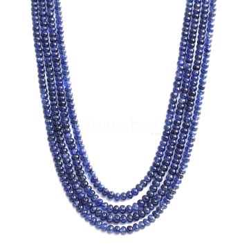 4 Lines - Medium Blue Sapphire Smooth Beads - 433.55 cts - 4.4 to 5 mm (SSB1050)