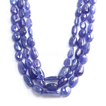 3 Lines - Medium Violet Tanzanite Tumbled Beads - 1251.85 cts - 11.9 x 12.2 mm to 26 x 16.3 mm (TZTUB1086)