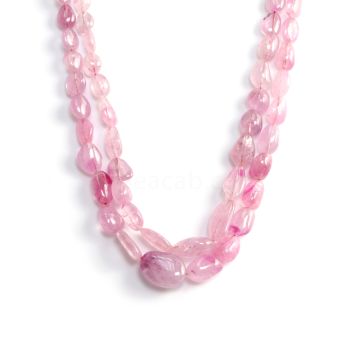 2 Lines - Light Pink Pink Sapphire Tumbled Beads - 450 cts - 8.3 x 5.5 mm to 18.7 x 13.5 mm (PNSTUB1057)