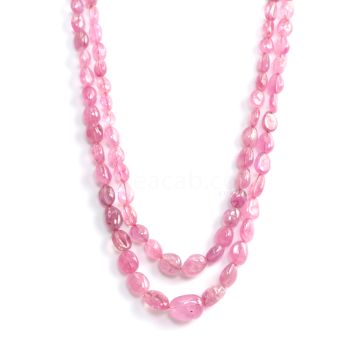 2 Lines - Medium Pink Pink Sapphire Tumbled Beads - 350.60 cts - 6 x 4.8 mm to 14.3 x 10.4 mm (PNSTUB1056)