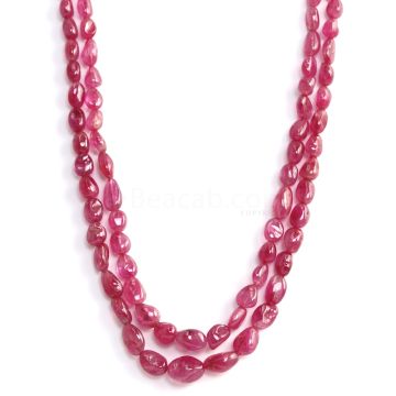 2 Lines - Medium Pink Pink Sapphire Tumbled Beads - 275.05 cts - 5.3 x 4.3 mm to 11.7 x 9.5 mm (PNSTUB1055)