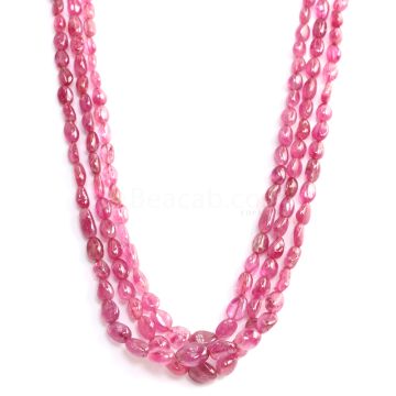 3 Lines - Medium Pink Pink Sapphire Tumbled Beads - 426.05 cts - 5.5 x 4.1 mm to 12.2 x 8.2 mm (PNSTUB1054)