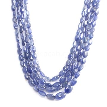 4 Lines - Medium Blue Sapphire Tumbled Beads - 409.90 cts - 5.9 x 4.3 mm to 13.7 x 8.8 mm (STUB1016)