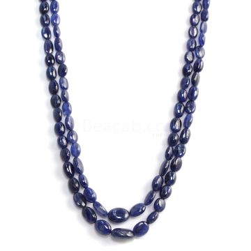 2 Lines - Dark Blue Sapphire Tumbled Beads - 250.85 cts - 5.3 x 4.2 mm to 12.6 x 8.4 mm (STUB1017)