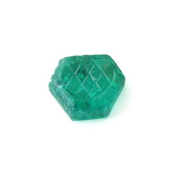 1 Pc - Beautiful Medium Green Emerald Carving - 47.68 cts - 29 x 23 x 9.6 mm (EMCAR1092)