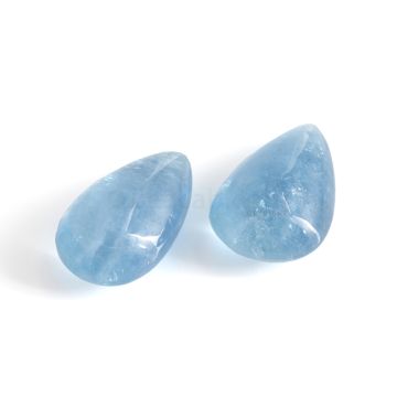 2 Pcs - Light Blue Aquamarine Drop - 53.29 cts. - 25 x 15 mm & 25 x 16.8 mm (AQDR1048)