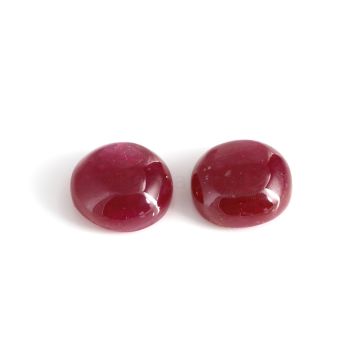 2 Pcs - Unheated Ruby Cabochon - 38.21 cts. - 15.5 mm & 16 mm (RUCAB1117)