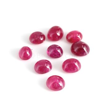9 Pcs -(No Heat) Ruby Cabochons - 45.57 cts. - 9 x 7.5 to 11 x 10 mm (RUCAB1118)