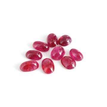 9 Pcs - Unheated Ruby Cabochon - 35.70 cts. - 9.3 x 8.3 mm & 12.1 x 8 mm (RUCAB1119)
