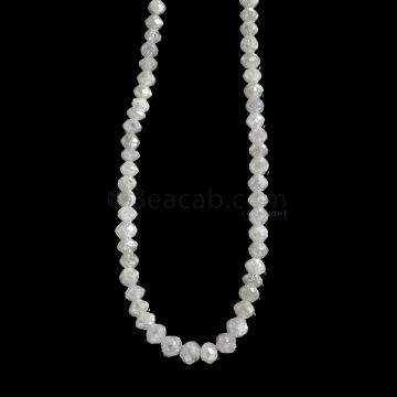 1 Line - White Diamond Faceted Beads - 42.60 cts. - 3.2 to 4.2 mm (WDIA1070)