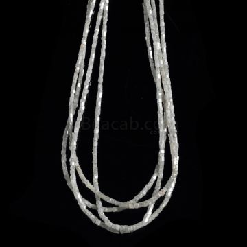 4 Lines - White Diamond Faceted Cube Beads - 50.41 cts. - 1.5 x 1.6 mm to 2.5 x 2.6 mm (WDIA1073)