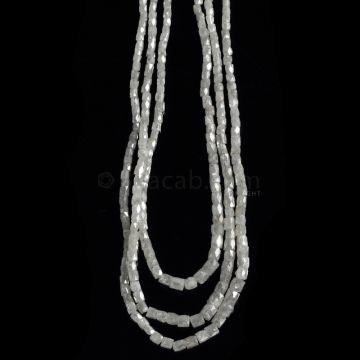 3 Lines - White Diamond Faceted Cube Beads - 61.25 cts. - 1.5 x 1.6 mm to 4 x 3.5 mm (WDIA1074)