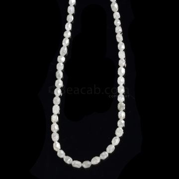 1 Line - Gray Diamond Drum Beads - 36.82 cts. - 4 x 2.7 mm to 4.5 x 4 mm (FNCYDIADR1048)