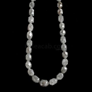 1 Line - Gray Diamond Drum Beads - 69.72 cts. - 5 x 3.5 mm to 7 x 5.5 mm (FNCYDIADR1053)