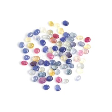 73 Pcs - Medium Tones No Heat Multi-Sapphire (Ceylon) Tumbled Cabochons - 220.79 cts. - 6.5 x 8.4 mm to 7.4 x 10.8 mm (MSFF1001)