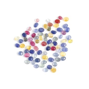 81 Pcs - Medium Tones No Heat Multi-Sapphire (Ceylon) Tumbled Cabochons - 211.24 cts. - 8.1 x 7.5 mm to 9.5 x 7.9 mm (MSFF1002)