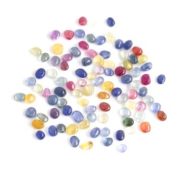 95 Pcs - Medium Tones No Heat Multi-Sapphire (Ceylon) Tumbled Cabochons - 266.29 cts. - 7.5 x 8.2 mm to 9.2 x 9.4 mm (MSFF1003)