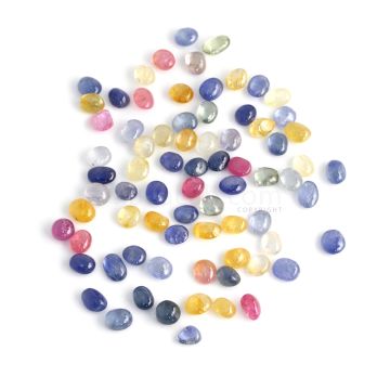 75 Pcs - Medium Tones No Heat Multi-Sapphire (Ceylon) Tumbled Cabochons - 240.26 cts. - 8.6 x 6.9 mm to 10.7 x 7.1 mm (MSFF1004)