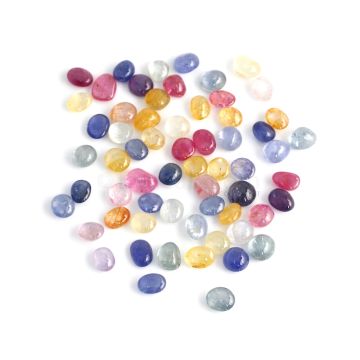 62 Pcs - Medium Tones No Heat Multi-Sapphire (Ceylon) Tumbled Cabochons - 301.31 cts. - 8.5 x 9.8 mm to 8.6 x 11.5 mm (MSFF1005)