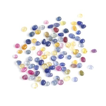 97 Pcs - Medium Tones No Heat Multi-Sapphire (Ceylon) Tumbled Cabochons - 175.14 cts. - 7.2 x 5.1 mm to 8.1 x 5.8 mm (MSFF1006)