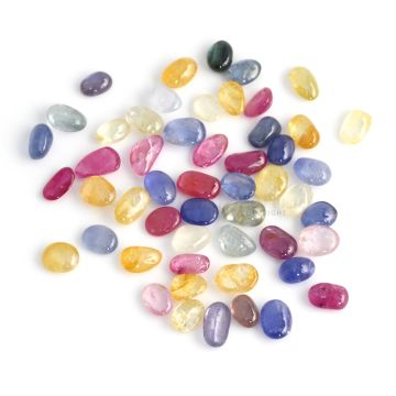 52 Pcs - Medium Tones No Heat Multi-Sapphire (Ceylon) Tumbled Cabochons - 153.35 cts. - 9.1 x 7.7 mm to 11.7 x 7.3 mm (MSFF1010)