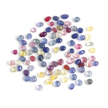92 Pcs - Medium Tones No Heat Multi-Sapphire (Ceylon) Tumbled Cabochons - 135.82 cts. - 6.2 x 3.9 mm to 7.9 x 5.2 mm (MSFF1012)