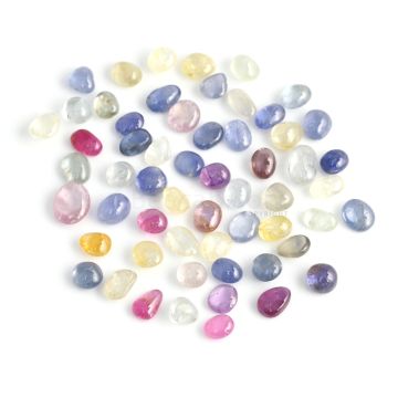 58 Pcs - Medium Tones No Heat Multi-Sapphire (Ceylon) Tumbled Cabochons - 183.21 cts. - 8.5 x 7.3 mm to 12.6 x 10.1 mm (MSFF1013)