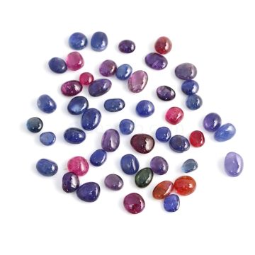 49 Pcs - Medium Tones No Heat Multi-Sapphire (Ceylon) Tumbled Cabochons - 105.47 cts. - 7.2 x 5.6 mm to 9.5 x 7.4 mm (MSFF1015)