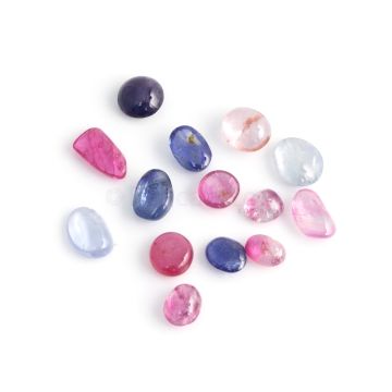 14 Pcs - Medium Tones No Heat Multi-Sapphire (Ceylon) Tumbled Cabochons - 26.75 cts. - 7 x 5.3 mm to 9.3 x 8 mm (MSFF1016)