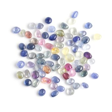 78 Pcs - Medium Tones No Heat Multi-Sapphire (Ceylon) Tumbled Cabochons - 168.15 cts. - 7 x 6.1 mm to 8.9 x 6 mm (MSFF1017)