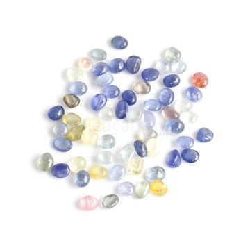 61 Pcs - Medium Tones No Heat Multi-Sapphire (Ceylon) Tumbled Cabochons - 155.13 cts. - 7.7 x 7 mm to 9.5 x 6.3 mm (MSFF1018)