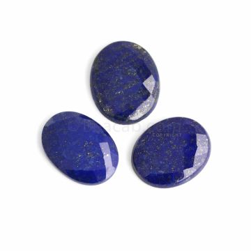 3 Pcs - Blue Lapis Lazuli Rose Cut - 124.85 ct. - 31 x 25 x 6 mm to 33 x 26 x 6 mm (LAPRC1006)