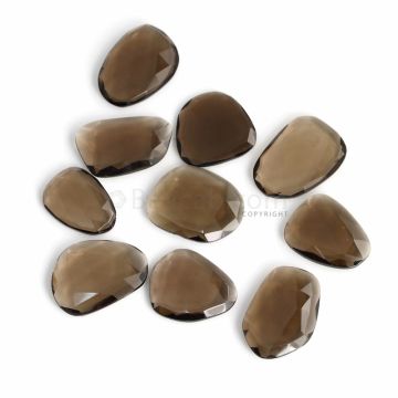 10 Pcs - Dark Brown Smoky Quartz Rose Cut - 176.18 ct. - 22 x 16 x 5 mm to 23 x 20 x 5 mm (SQRC1015)