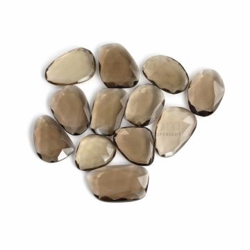 12 Pcs - Dark Brown Smoky Quartz Rose Cut - 172.00 ct. - 20 x 17 x 5 mm to 28 x 18 x 5 mm (SQRC1013)