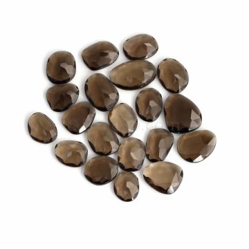 20 Pcs - Dark Brown Smoky Quartz Rose Cut - 102.81 ct. - 13 x 10 x 4 mm to 17 x 15 x 5 mm (SQRC1010)