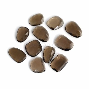 11 Pcs - Dark Brown Smoky Quartz Rose Cut - 161.61 ct. - 22 x 16 x 5 mm to 25 x 18 x 5 mm (SQRC1009)