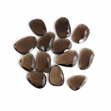 13 Pcs - Dark Brown Smoky Quartz Rose Cut - 174.52 ct. - 21 x 16 x 4.5 mm to 25 x 17 x 5 mm (SQRC1008)