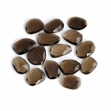 15 Pcs - Dark Brown Smoky Quartz Rose Cut - 124.59 ct. - 17 x 13 x 4 mm to 22 x 14 x 5 mm (SQRC1005)