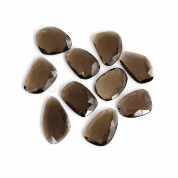 10 Pcs - Dark Brown Smoky Quartz Rose Cut - 166.52 ct. - 24 x 18 x 5 mm to 33 x 18 x 4 mm (SQRC1007)