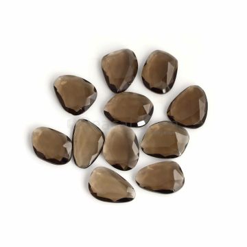 11 Pcs - Dark Brown Smoky Quartz Rose Cut - 104.65 ct. - 20 x 15 x 5 mm to 19 x 15 x 4 mm (SQRC1004)
