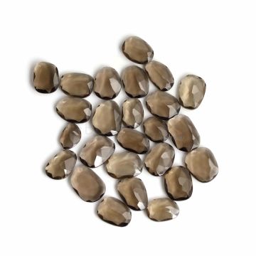 18 Pcs - Dark Brown Smoky Quartz Rose Cut - 100.53 ct. - 13 x 9 x 4 mm to 18 x 13 x 4 mm (SQRC1003)