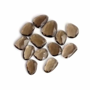 13 Pcs - Dark Brown Smoky Quartz Rose Cut - 112.94 ct. - 17 x 14 x 5 mm to 23 x 18 x 5 mm (SQRC1002)